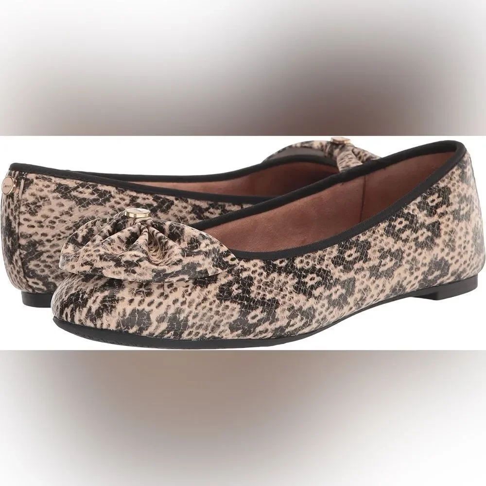 Circus NY Women's Carmen Ballet Flat snake animal print bow -5.5